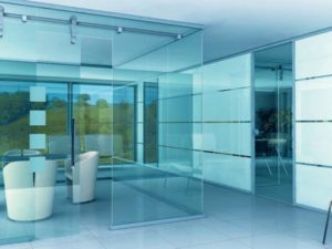 Безрамная стеклянная противопожарная перегородка / серия FRM5214